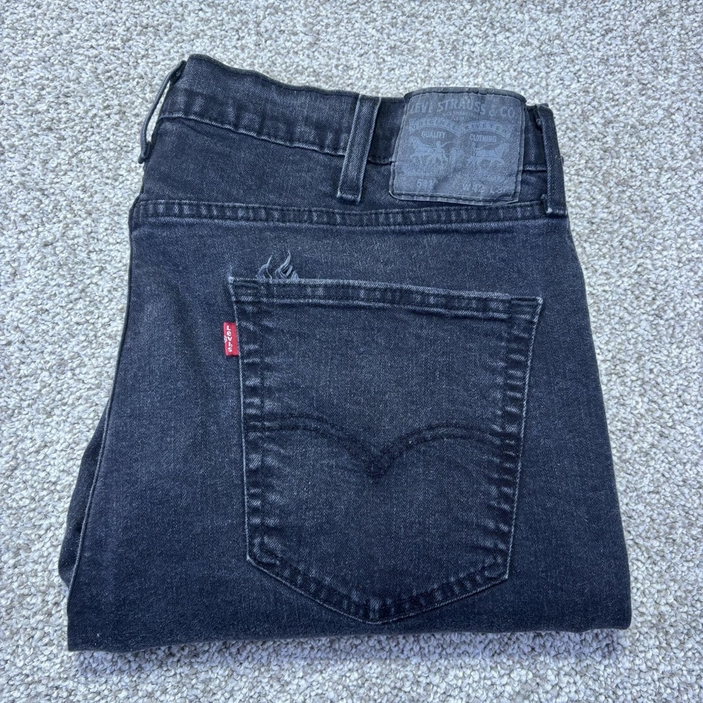 Levis 511 Slim Jeans Mens 42x30 Gray Charcoal Wash Tapered Stretch Denim Pants